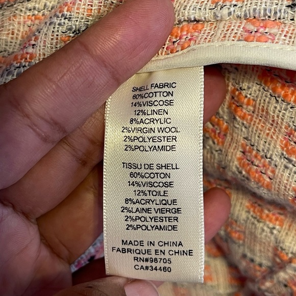 Rebecca Taylor Bright Coral and Cream Tweed Jacket 10 - Picture 12 of 13